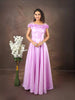 Lilac Satin Gown Adorned with 3D Flowers - Diadem