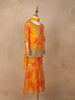 Mustard Yellow Georgette Sharara Suit with Floral Prints and Embroidery, paired with Dupatta - Diadem