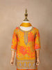 Mustard Yellow Georgette Sharara Suit with Floral Prints and Embroidery, paired with Dupatta - Diadem
