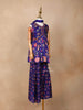 Ink Blue Georgette Sharara Suit Adorned with Floral Prints and Embroideries, paired with Dupatta - Diadem