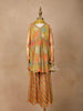 Mustard Yellow Georgette Sharara Suit with Floral Prints, paired with Dupatta - Diadem