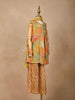 Mustard Yellow Georgette Sharara Suit with Floral Prints, paired with Dupatta - Diadem