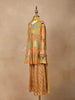 Mustard Yellow Georgette Sharara Suit with Floral Prints, paired with Dupatta - Diadem