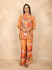 Mustard Yellow Cotton Co-Ord Salwar Suit for Women Adorned with Mirror and Floral Design and without Dupatta - Diadem