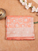 Peach Banarasi Saree with Flower Motif on the Body with Zari Border - Diadem