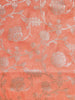 Peach Banarasi Saree with Flower Motif on the Body with Zari Border - Diadem