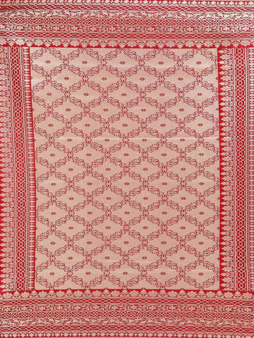 Red Banarasi Silk Saree with Paisley Design on the Body with Zari Border - Diadem
