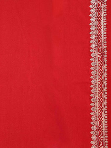 Red Banarasi Silk Saree with Paisley Design on the Body with Zari Border - Diadem
