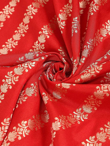 Red BAnarasi Saree with Floral Design on the Body with Zari Border - Diadem