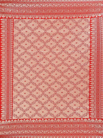 Red BAnarasi Saree with Floral Design on the Body with Zari Border - Diadem