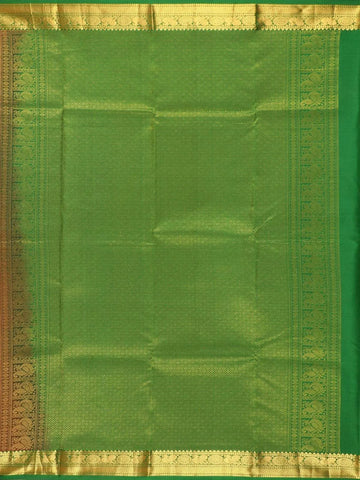 Red Pure Kanchipuram Bridal Silk Saree with Peacock Motif on the Body with Zari Border - Diadem