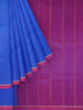 Royal Blue Silk Saree with Plain Body with Contrast Zari Border - Diadem