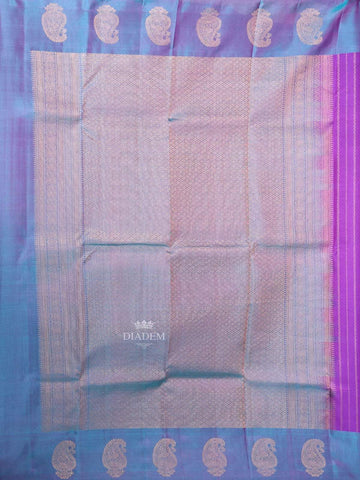 Purple Pure Kanchipuram Bridal Silk Saree with Stripes Design on the Body with Zari Border - Diadem