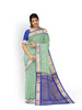 Teal Green Silk Saree with Floral Motif on the Body and Zari Border - Diadem