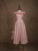 Light Peach Organza Gown Adorned with 3D Flowers - Diadem