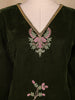 Green Floral Designed Velvet Co Ord Salwar Suit - Diadem