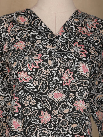 Black Floral Designed Cotton Salwar Suit - Diadem