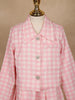 White and Pink Checkered Cotton Blend Skirt and Top Set - Diadem