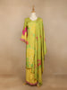 Lemon Green Floral Design Semi Silk Salwar Palazzo Suit - Diadem