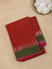 Brick Red Stripes Woven Pure Kanchipuram Silk Saree - Diadem