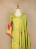 Lemon Green Floral Design Semi Silk Salwar Palazzo Suit - Diadem