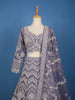 Lavender Floral Embroidered Net Bridal Lehenga - Diadem