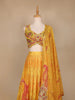 Yellow Floral Printed Semi Silk Bridesmaid Lehenga - Diadem