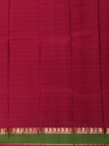 Brick Red Stripes Woven Pure Kanchipuram Silk Saree - Diadem
