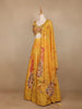 Yellow Floral Printed Semi Silk Bridesmaid Lehenga - Diadem