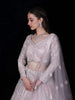 Light Pink Floral Designed Net Bridal Lehenga - Diadem