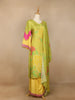 Lemon Green Floral Design Semi Silk Salwar Palazzo Suit - Diadem