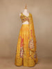 Yellow Floral Printed Semi Silk Bridesmaid Lehenga - Diadem