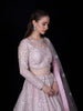 Light Pink Floral Designed Net Bridal Lehenga - Diadem