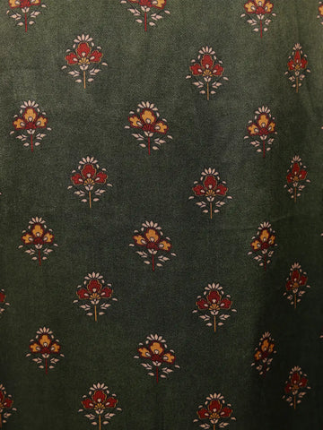 Green Floral Designed Cotton Rayon Salwar Suit - Diadem