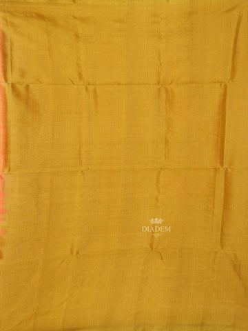 Orange Soft Silk Saree with Zari Butta Design on the Body with Contrast Border - Diadem