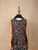 Navy Blue Georgette Sharara Suit Adorned with Floral Prints and Embroidery, paired with Dupatta - Diadem