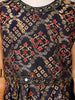 Navy Blue Georgette Sharara Suit Adorned with Floral Prints and Embroidery, paired with Dupatta - Diadem