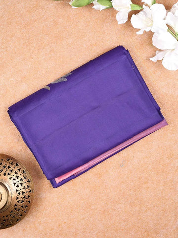 Dark Blue Soft Silk Saree with Flower Plant Design on the Body and without Border - Diadem