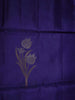 Dark Blue Soft Silk Saree with Flower Plant Design on the Body and without Border - Diadem