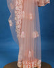 Light Pink Floral Embroidery Designed Net Saree - Diadem
