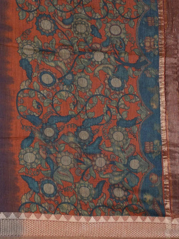 Navy Blue Soft Silk Saree with Zari Butta on the body and Zari Border - Diadem