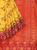 Yellow Art Silk Saree with Floral Motif on the Body and Contrast Zari Border - Diadem