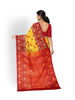 Yellow Art Silk Saree with Floral Motif on the Body and Contrast Zari Border - Diadem