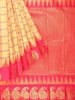 Light Yellow Art Silk Saree with Checked Body & Contrast Zari Border - Diadem
