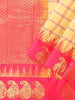 Light Yellow Art Silk Saree with Checked Body & Contrast Zari Border - Diadem