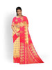 Light Yellow Art Silk Saree with Checked Body & Contrast Zari Border - Diadem