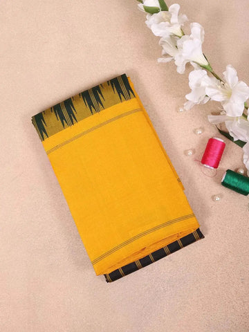 Black Pure Kanchipuram Silk Saree with Checked Design On the Body with Contrast Border - Diadem