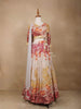 Ivory Net Lehenga Embellished with Floral Prints and Sequins paired with Dupatta - Diadem