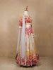 Ivory Net Lehenga Embellished with Floral Prints and Sequins paired with Dupatta - Diadem