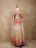 Ivory Net Lehenga Embellished with Floral Prints and Sequins paired with Dupatta - Diadem